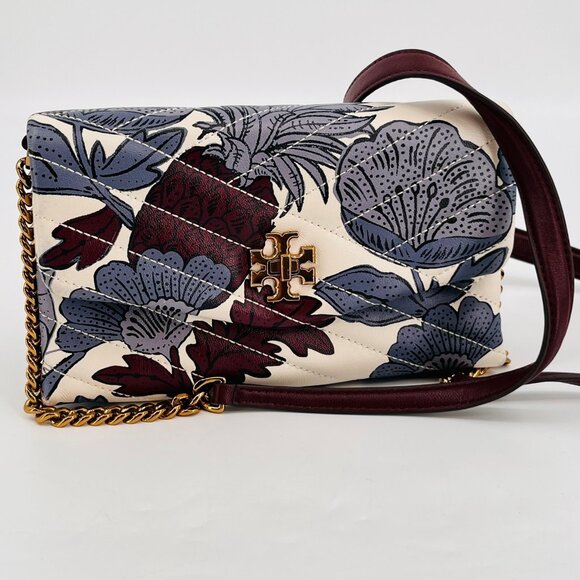Tory Burch Kira Chevron Chain Wallet Floral Print Leather Crossbody Bag Small - Picture 3 of 16